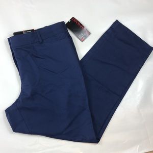Avenue Blue Cotton No Gap Trousers